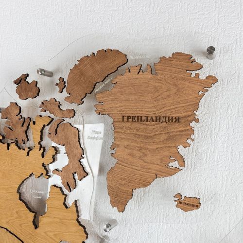 Карта мира многоуровневая CUTWOOD, в интерьере, красивая, объемная