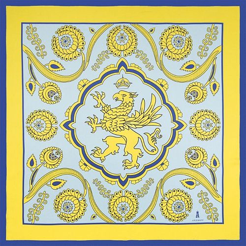 Платок "Griffin / Грифон" шелк (желтый) RUSSKAYA SKAZKA / РУССКАЯ СКАЗКА