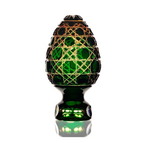 Декоративное изделие "Яйцо" среднее янтарно-зелёное ГУСЕВСКОЙ ХРУСТАЛЬНЫЙ ЗАВОД