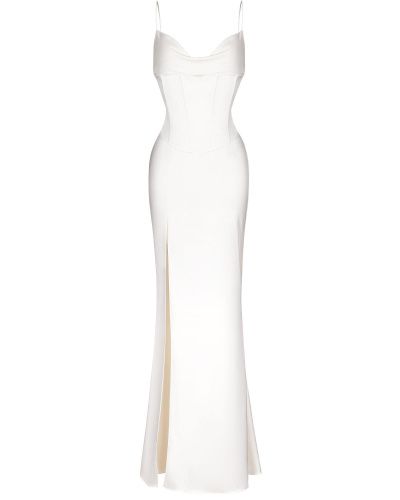 Платье миди "Alsu" из искусственного шелка с корсетом молочное LI LAB