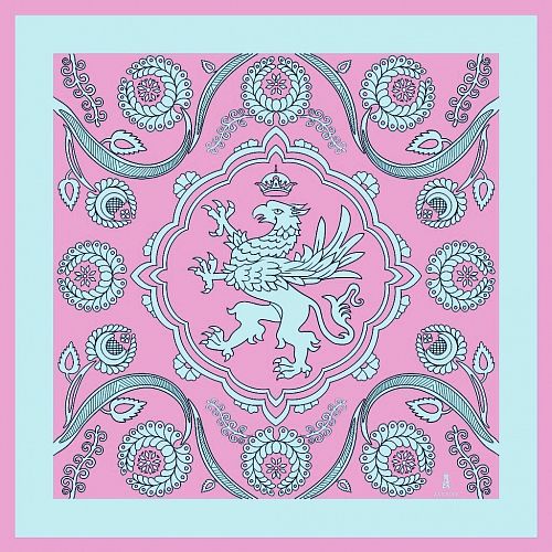 Платок "Griffin / Грифон" шелк (сиреневый) RUSSKAYA SKAZKA / РУССКАЯ СКАЗКА