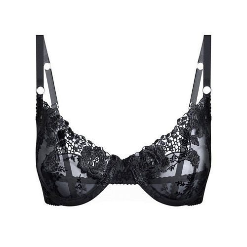Черный бра "Insomnia / Инсомния" из сетки с вышивкой PURPUR INTIMATES / ПУРПУР ИНТИМЭЙТС