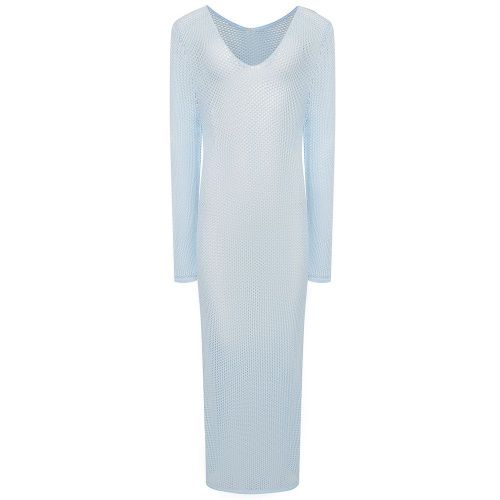 Платье - сетка из хлопка и модала небесно-голубое LYNA+