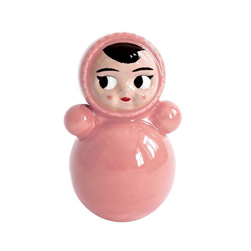 Статуэтка Неваляшка Марта брюнетка нежно-розовая ASIKNOVA CERAMICS