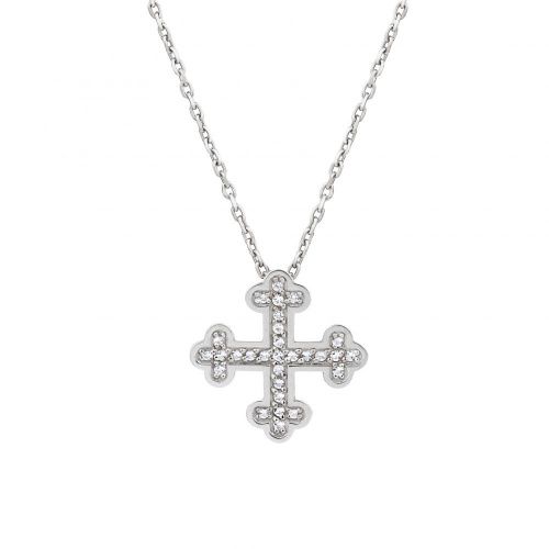 Крест Cross из серебра с бесцветными топазами AXENOFF