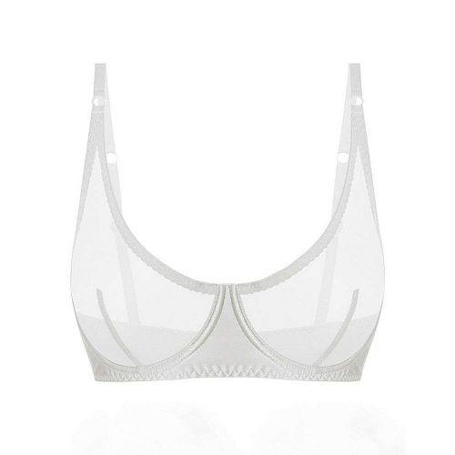 Белый бра "Naomi / Наоми" из сетки и шелка PURPUR INTIMATES / ПУРПУР ИНТИМЭЙТС