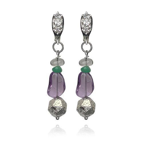 Серьги нарядные с аметистом и кристаллами Swarovski ANNA SKOROKHODOVA ACCESSORIZE / АННА СКОРОХОДОВА. АКСЕССУАРЫ