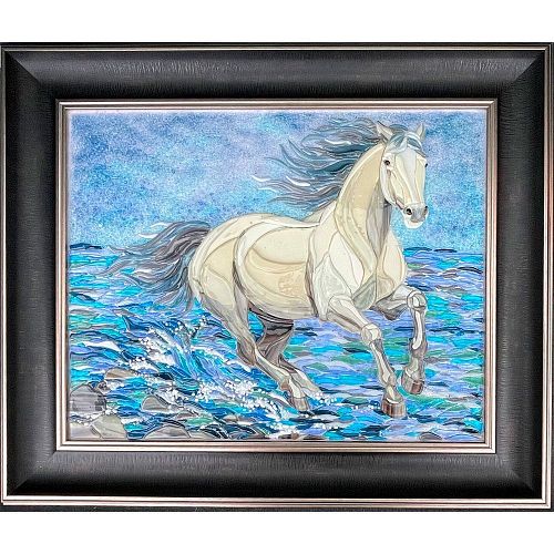 Картина из стекла "White horse / Белая лошадь" DECUS / ДЕКУС