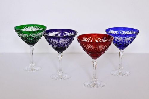 Хрустальный набор 4 бокалов для мартини "Фараон" (разноцвет) ГУСЕВСКОЙ ХРУСТАЛЬНЫЙ ЗАВОД
