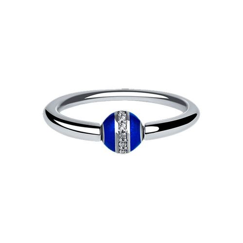 Кольцо "Невесомость" с синей эмалью и фианитами SILVER SHADOW