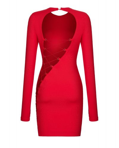 Платье мини из вискозы со шнуровкой по спине красное LI LAB