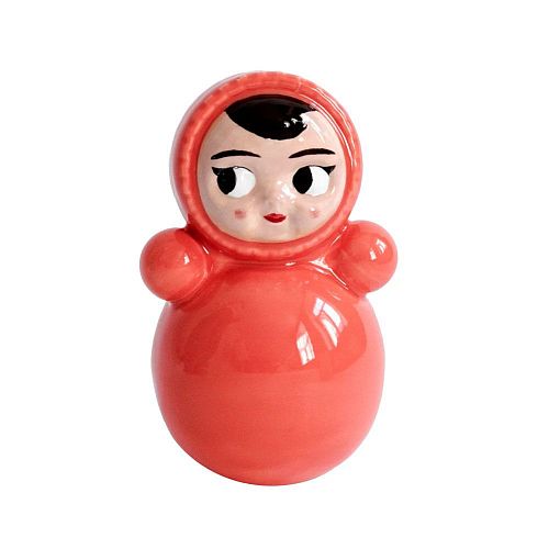 Статуэтка Неваляшка Марта брюнетка коралловая ASIKNOVA CERAMICS