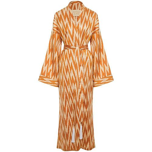 Шелковый кафтан "Zigzag gold / Зигзаг золото" SAFFRON & ROSE