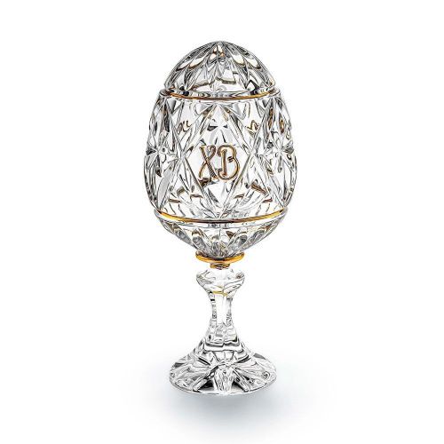 Хрустальный сувенир "Пасхальное яйцо" на ножке рисунок "Ромбы" AVDEEV CRYSTAL
