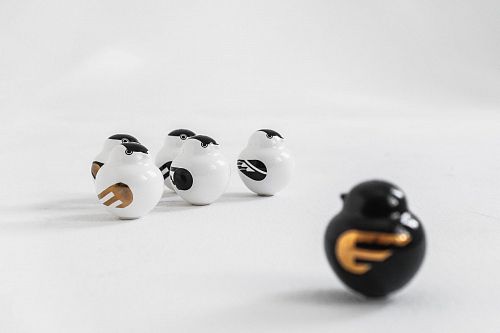 Набор ёлочных игрушек "Снегири Золотистые" 6 шт. ASIKNOVA CERAMICS