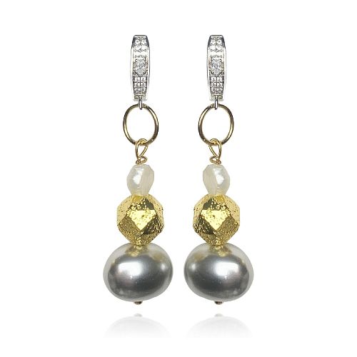 Серьги классические с перламутром двухцветные ANNA SKOROKHODOVA ACCESSORIZE / АННА СКОРОХОДОВА. АКСЕССУАРЫ