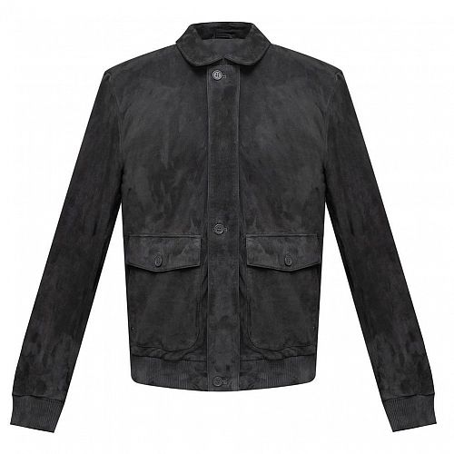 Куртка - бомбер мужской из замши "Suede Leather Dark Grey / Замша Кожа Темно-Серый" NO ESC