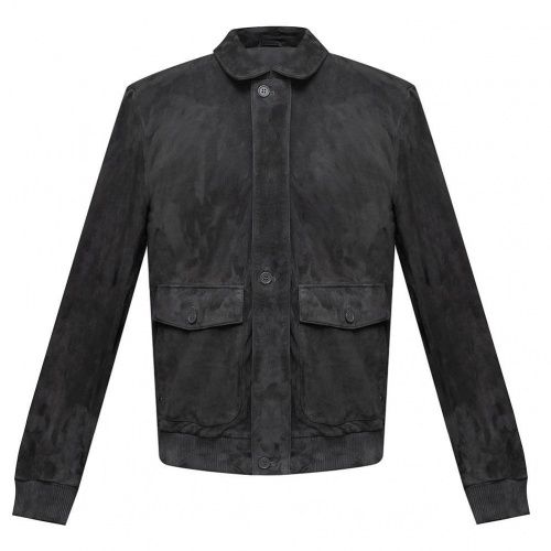 Куртка - бомбер мужской из замши Suede Leather Dark Grey NO ESC