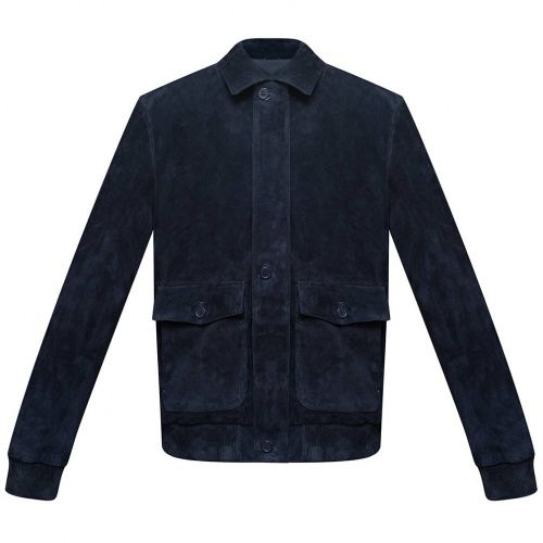 Куртка  -бомбер мужская из замши Suede Leather Blue NO ESC