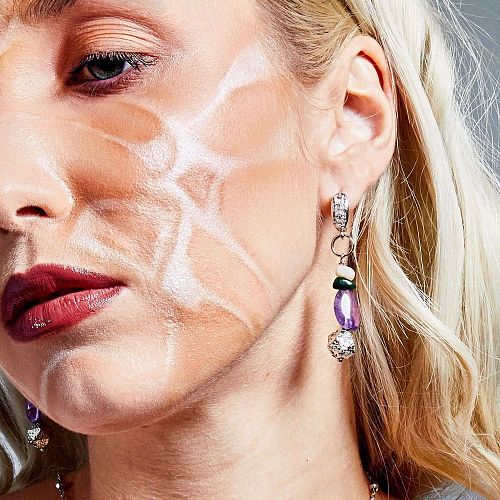 Серьги нарядные с аметистом и кристаллами Swarovski ANNA SKOROKHODOVA ACCESSORIZE / АННА СКОРОХОДОВА. АКСЕССУАРЫ