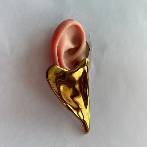 Серьги из фарфора "Сердца" большие, золотые RES OBJECTS