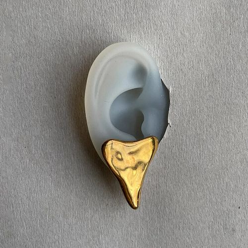 Серьги "Сердца" из фарфора малые, золотые RES OBJECTS