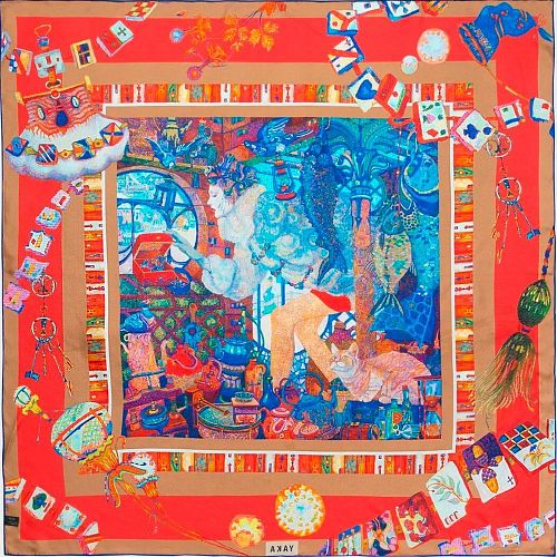 Платок "Клад на чердаке (Treasure)" шелк YAKA