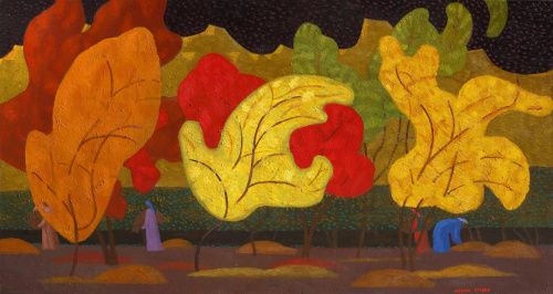 Картина "Осенний сад в Лучобе" АЗАМ АТАХАНОВ