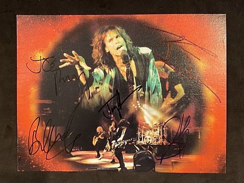Стивен Тайлер, Джо Перри, Джоуи Крамер, Брэд Уитфорд, Том Хэмилтон (Aerosmith). Фото с автографами STARGIFT