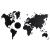 Карта мира черная с часами CUTWOOD, в интерьере, красивая, объемная