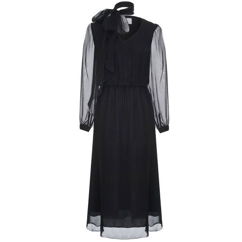 Чёрное платье из шёлкового шифона с шарфом EVGENIA KOLOS
