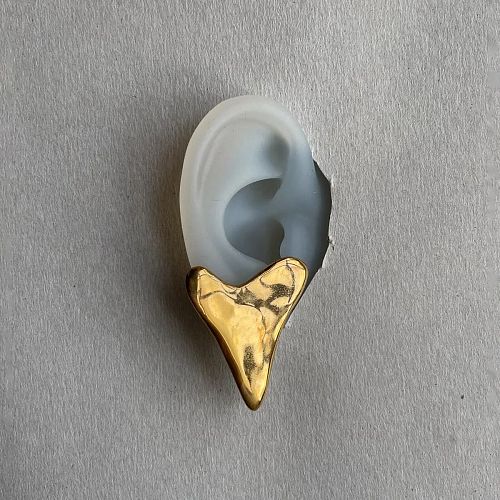 Серьги "Сердца" из фарфора малые, золотые RES OBJECTS