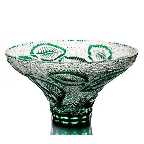 Хрустальная ваза для фруктов "Пальмира" зелёная ГУСЕВСКОЙ ХРУСТАЛЬНЫЙ ЗАВОД