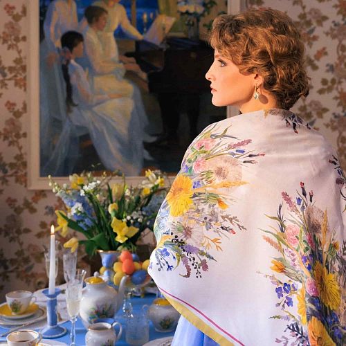 Платок "Dandelions / Одуванчики" шелк RUSSKAYA SKAZKA / РУССКАЯ СКАЗКА