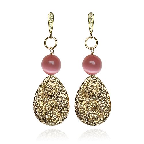 Серьги праздничные позолоченные с кошачьим глазом ANNA SKOROKHODOVA ACCESSORIZE / АННА СКОРОХОДОВА. АКСЕССУАРЫ