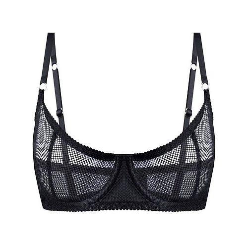 Черный бра "Omut / Омут" из крупной сетки PURPUR INTIMATES / ПУРПУР ИНТИМЭЙТС