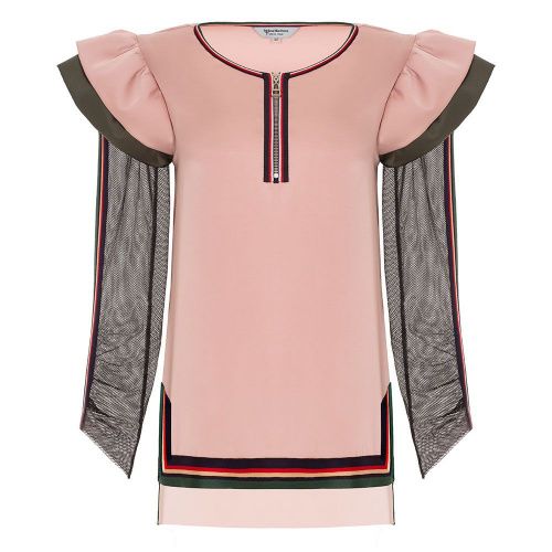 Блузка из шелк-сатина розовый/черный/оливковый POLINA MIRCHEVA BRAND