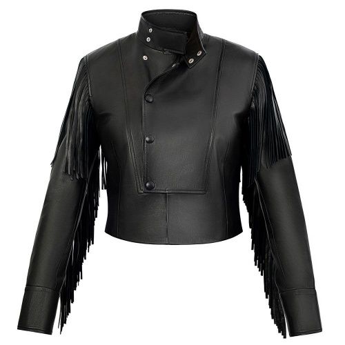 Куртка с бахромой Black из кожи NO ESC