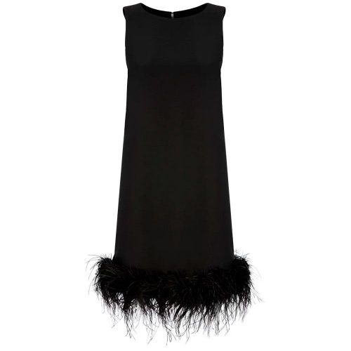 Платье мини расшитое перьями черное FASHION REBELS