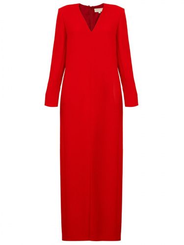 Длинное платье из креповой шерсти красного цвета IRKE