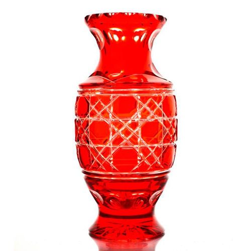 Хрустальная декоративная ваза для цветов "Рябинка" красная ГУСЕВСКОЙ ХРУСТАЛЬНЫЙ ЗАВОД