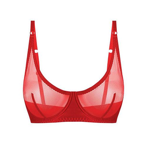Красный бра "Naomi / Наоми" из сетки и шелка PURPUR INTIMATES / ПУРПУР ИНТИМЭЙТС
