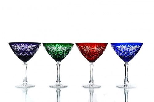 Хрустальный набор 4 бокалов для мартини "Фараон" (разноцвет) ГУСЕВСКОЙ ХРУСТАЛЬНЫЙ ЗАВОД