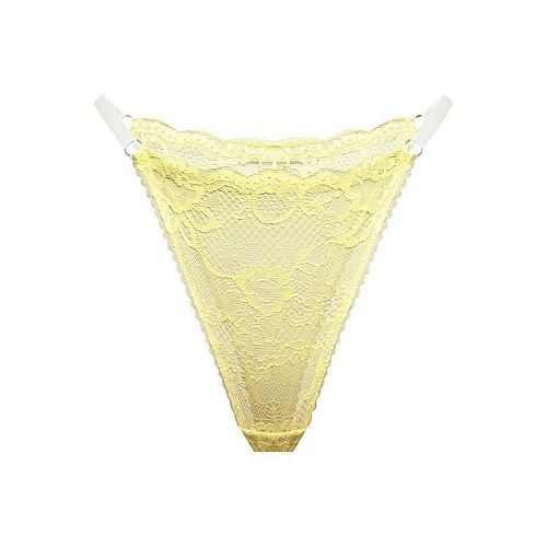 Желто-лимонные кружевные трусы стринги "Balmy / Балми" на бретелях PURPUR INTIMATES / ПУРПУР ИНТИМЭЙТС