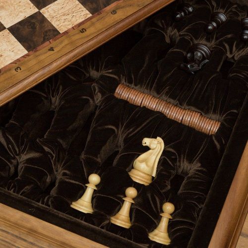 Шахматный стол "Шахматы-нарды" в классическом стиле с фигурами "Стаунтон Люкс" (самшит/венге) KADUN