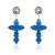 Серьги "Кресты" синие с серыми кристаллами (бижутерия) BARBARELLA