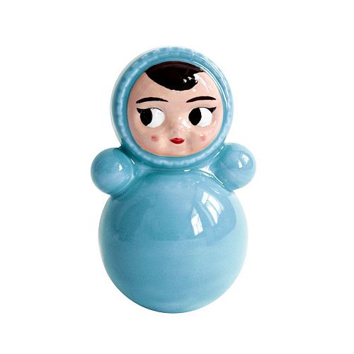 Статуэтка Неваляшка Марта брюнетка голубая ASIKNOVA CERAMICS