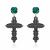 Серьги "Кресты" черные с зелёными кристаллами (бижутерия) BARBARELLA