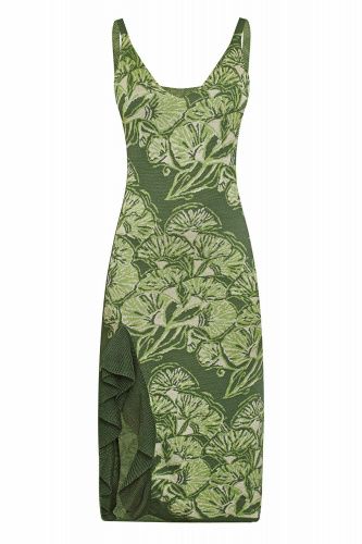 Платье "Рапан" c разрезом в зеленом цвете MAISON KALEIDOSCOPE
